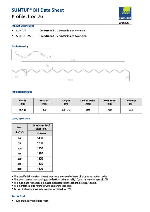 Suntuf BH (Beehive) Polycarbonate Product Brochure