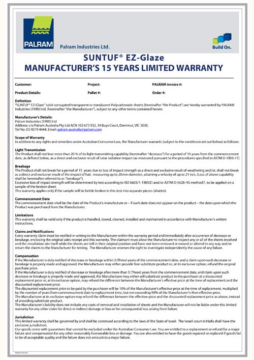 EZ Glaze Warranty