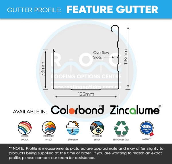COLORBOND® Feature Gutter Dimensions